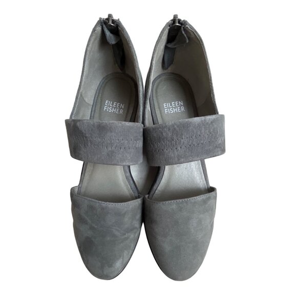 Eileen Fisher Women's Grey Suede Wedge Sandals Sz 7 - Picture 9 of 11